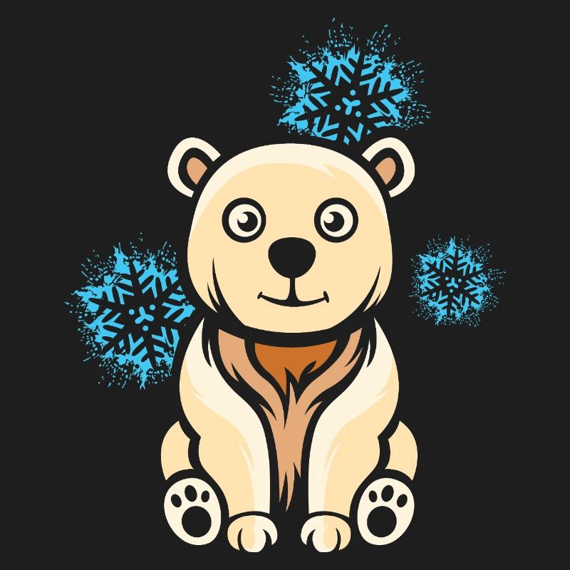 Cartoon Eisbär mit Schneeflocken