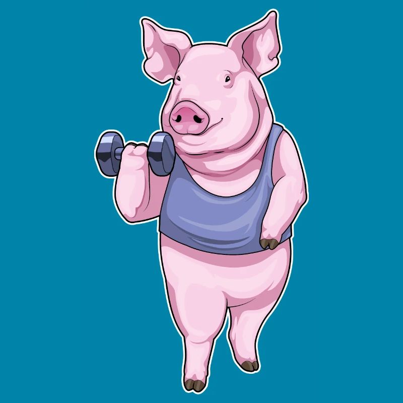Bodybuilder cochon avec haltères