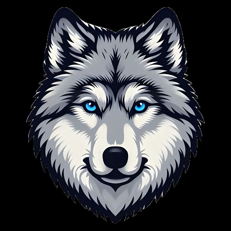 Blau äugiger Wolf Kopf