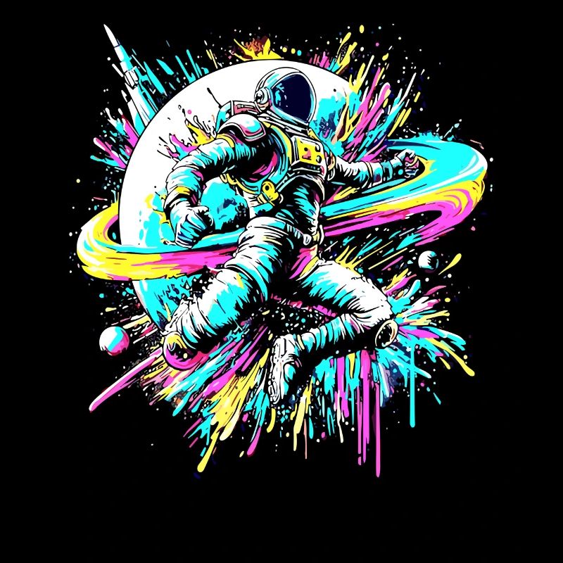 Astronaut bunte Farb Explosion Graffiti Weltraum