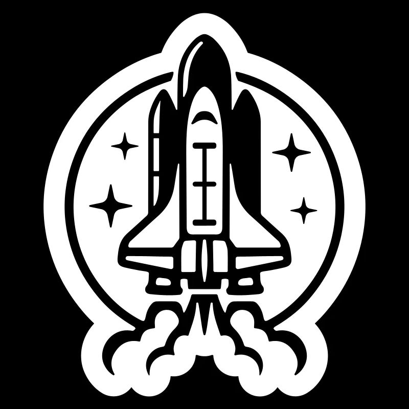 Space shuttle launch logo icon. Take off. rocket