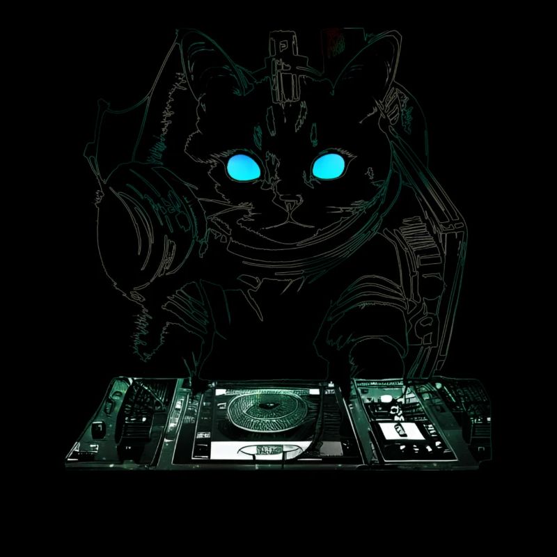 DJ Katze mit Mischpult
