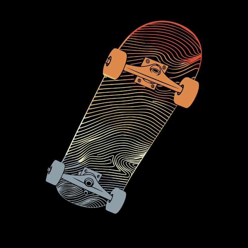 Vintage Skateboard Line Art