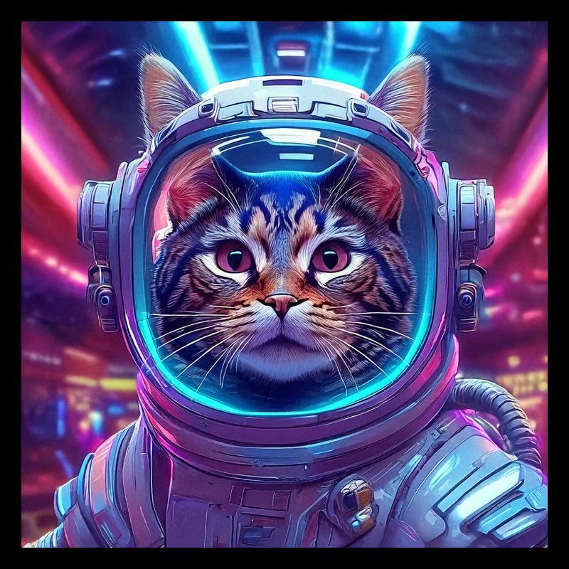 01 Chat astronaute dans la salle des néons