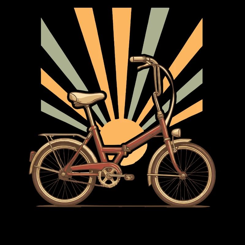 Polnisches Retro-Fahrrad mit Sonnenaufgangsstrahlen
