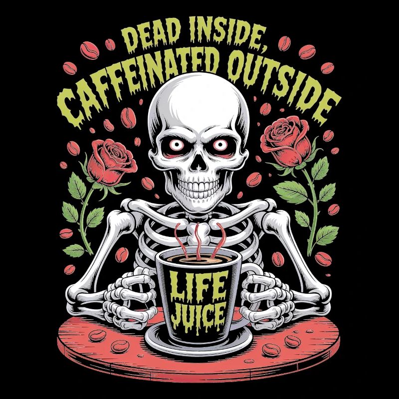 Dead Inside Caffeinated Outside Skeleton Coffee
