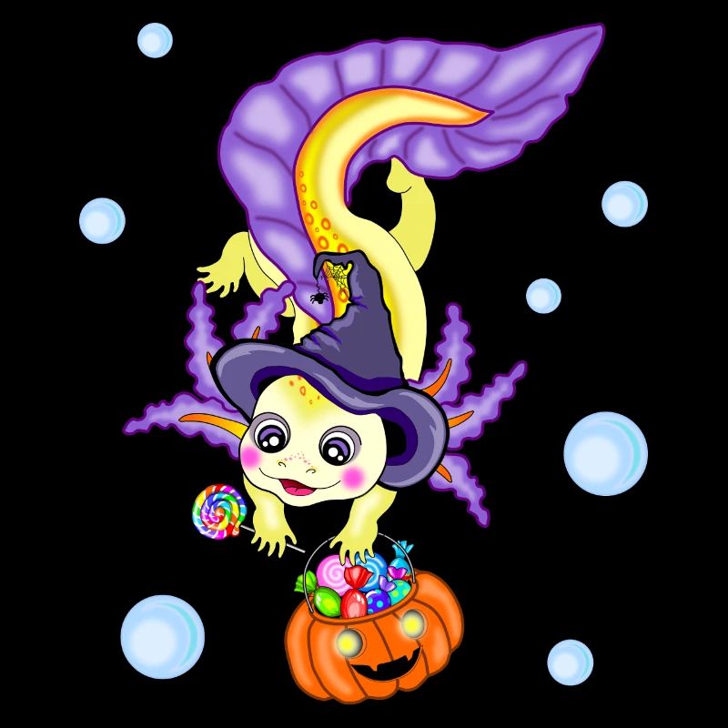 Halloween Axolotl Hexe Kürbis