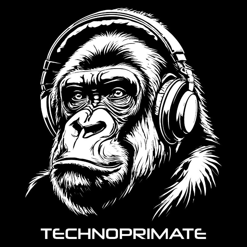 Techno Primate Headphone Ape Art #3 White
