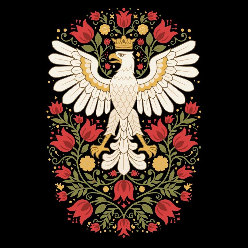 Polish Eagle Folk Floral Art
