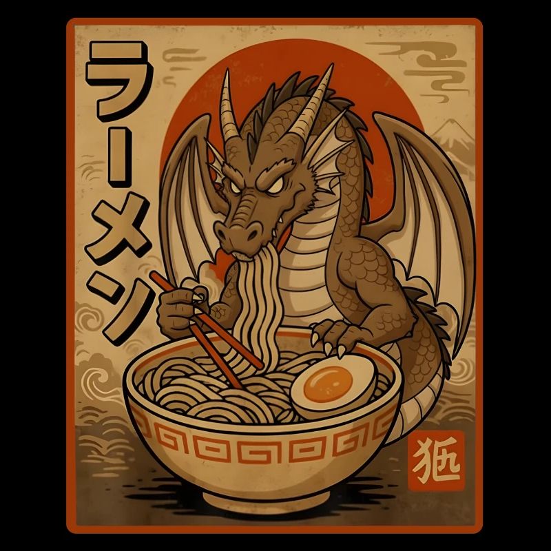 Design rétro de ramen Dragon