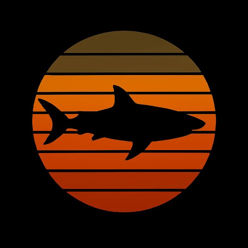 Silhouette du requin couchant de soleil