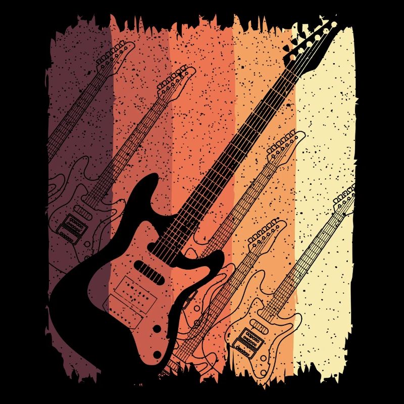 Retro E-Gitarre Sunset Stripes