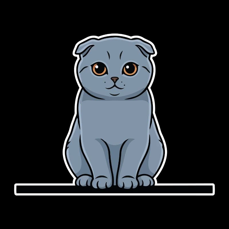 Chat Scottish Fold Gris Yeux Ambrés Portrait