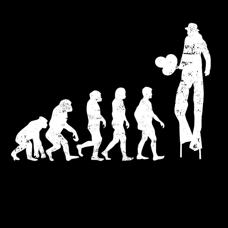 Zirkus evolution geschenk clown ballon stelze