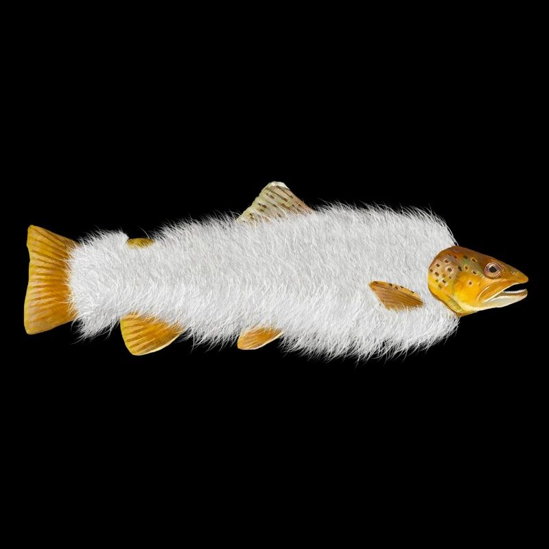 Fisch Forelle unrasiert mit Fell