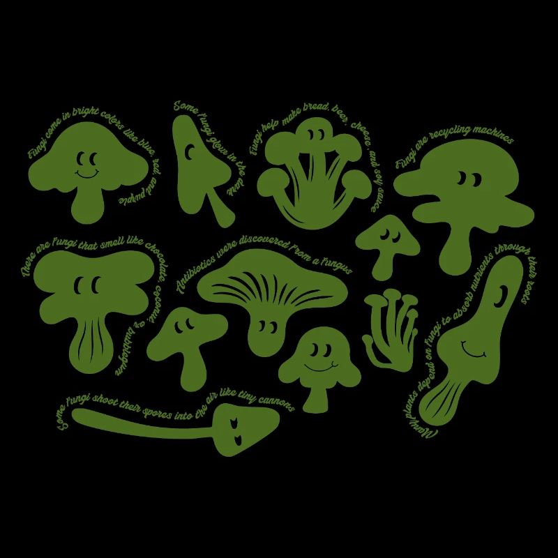 Faits sur les champignons - Motifs de dessins animés verts amusants