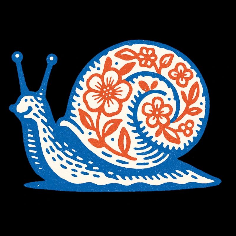 Escargot rétro bleu et rouge