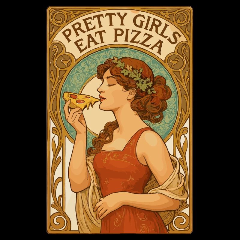 Pizza hübsche Mädchen Art Nouveau Spruch Geschenk