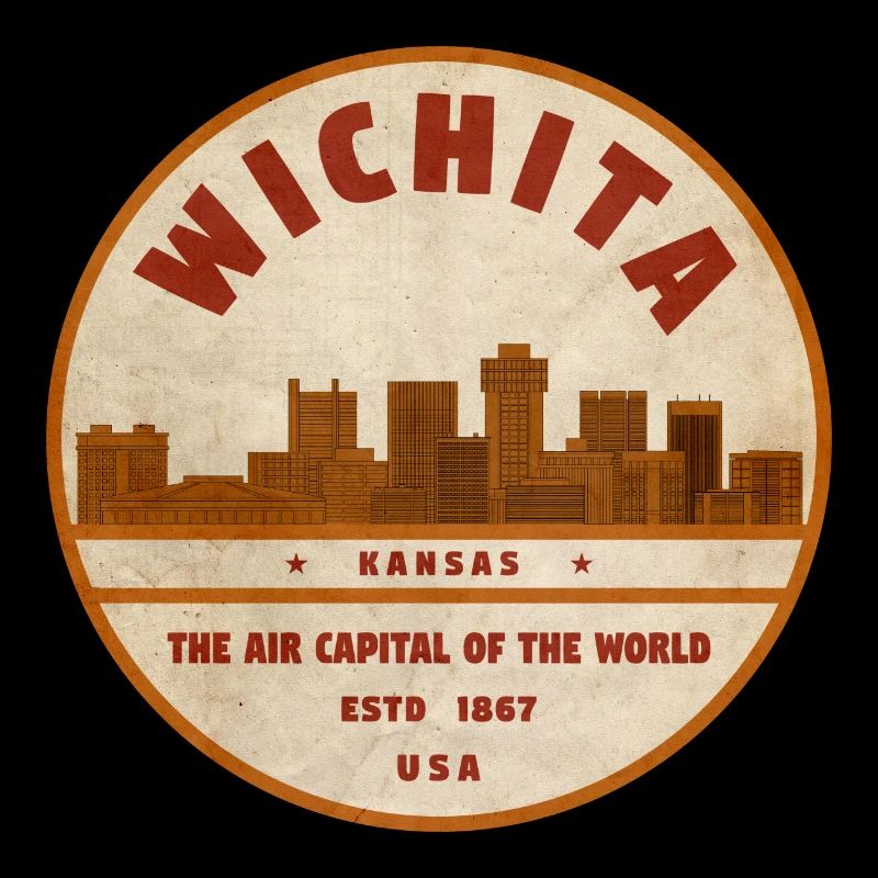 Emblème rétro de la capitale aérienne de Wichita