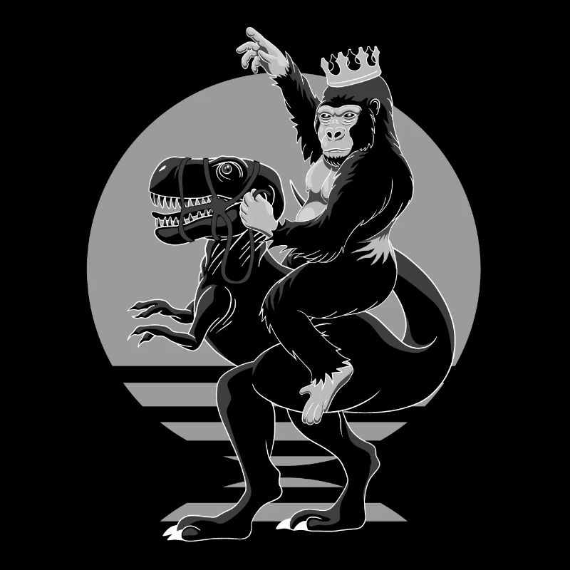 Roi Gorille Chevauchant Un T-Rex Comme Napoléon