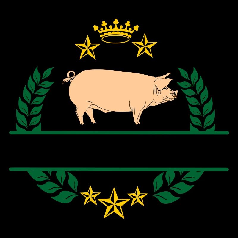 Cochon en couronne de laurier vert avec couronne jaune d’or