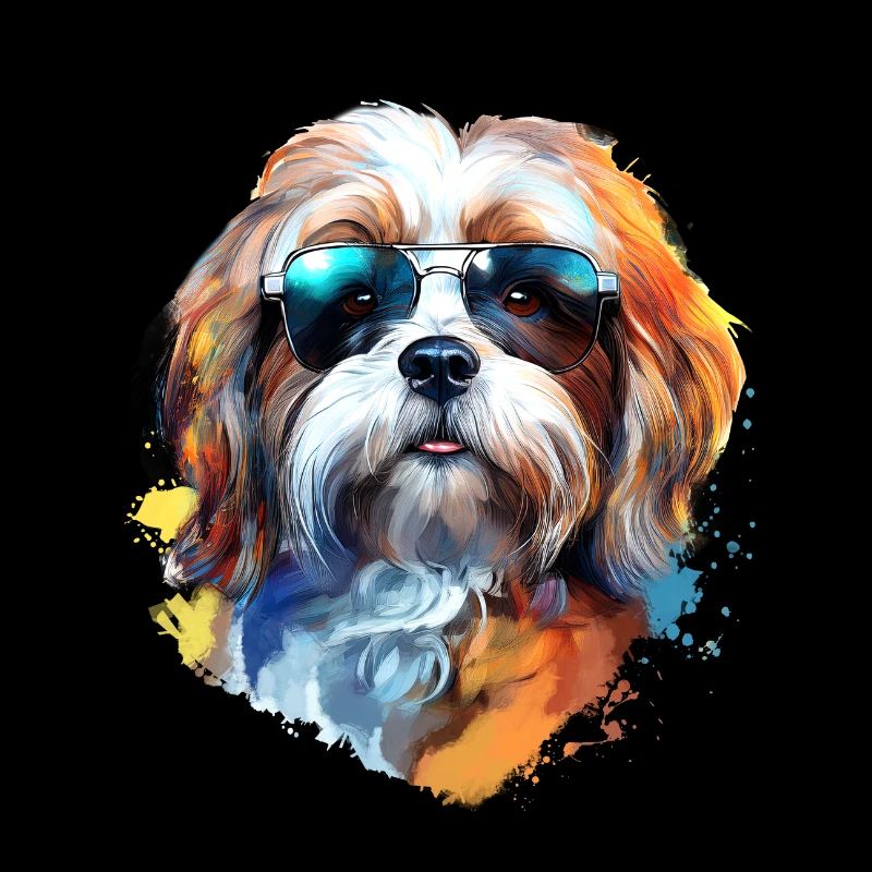 Lhassa Apso avec lunettes de soleil