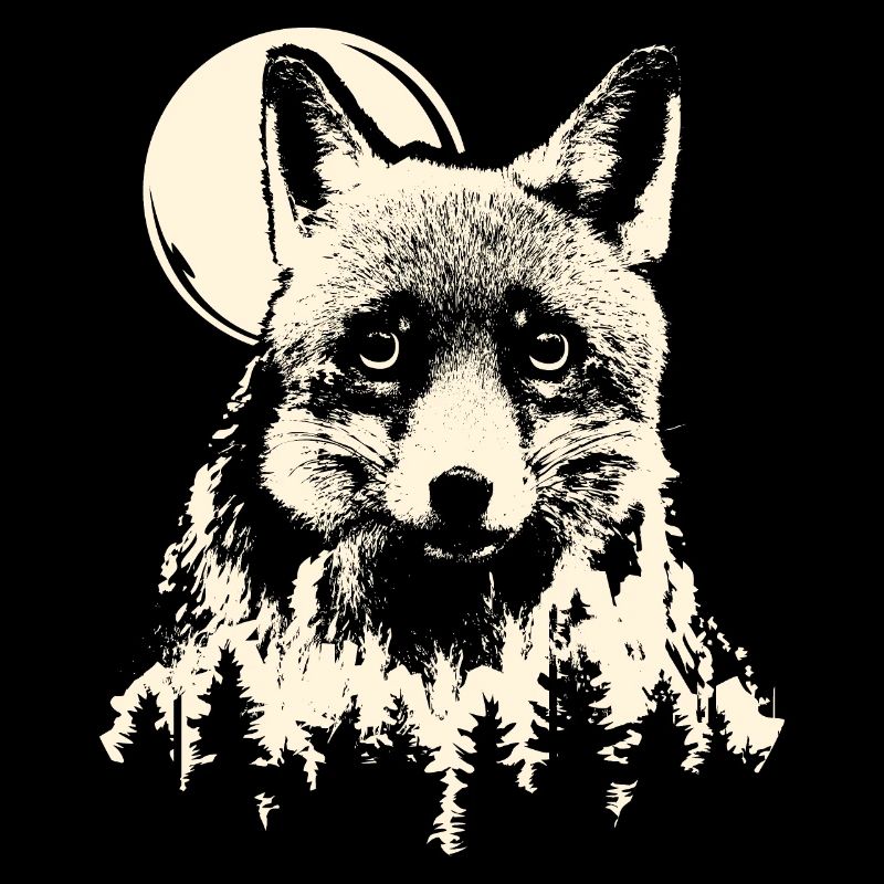 Renard, Forêt, Lune, Nature, Arbre, Clair de Lune, Animaux, Symbole