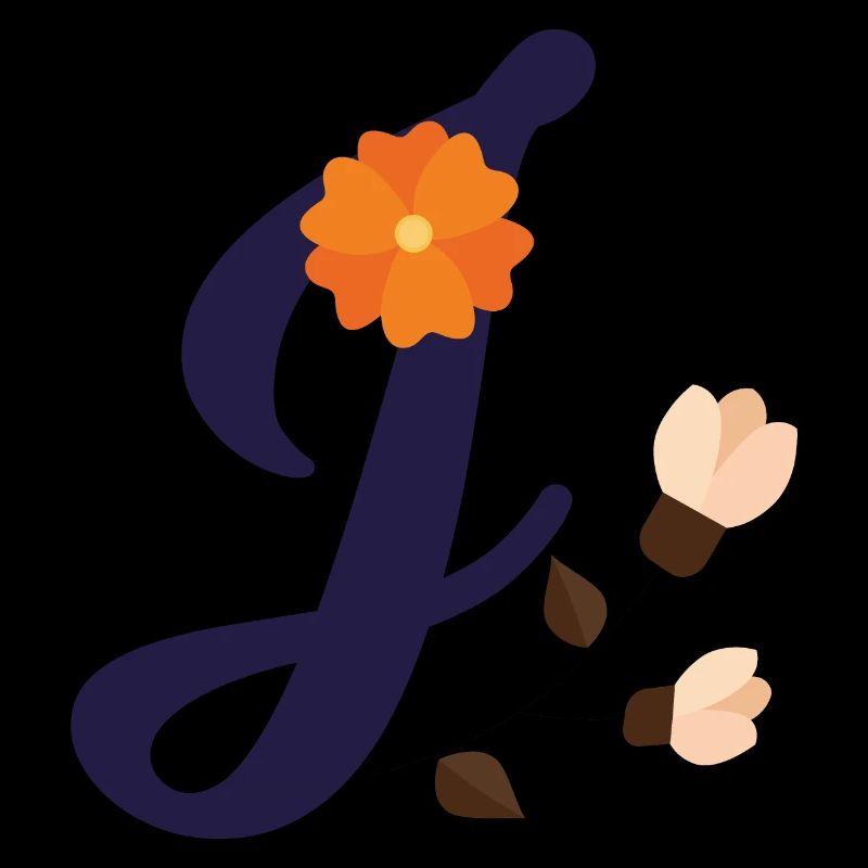 Eleganter Buchstabe 'J' mit Blumen
