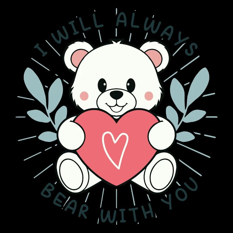 Ours mignon avec cœur et message