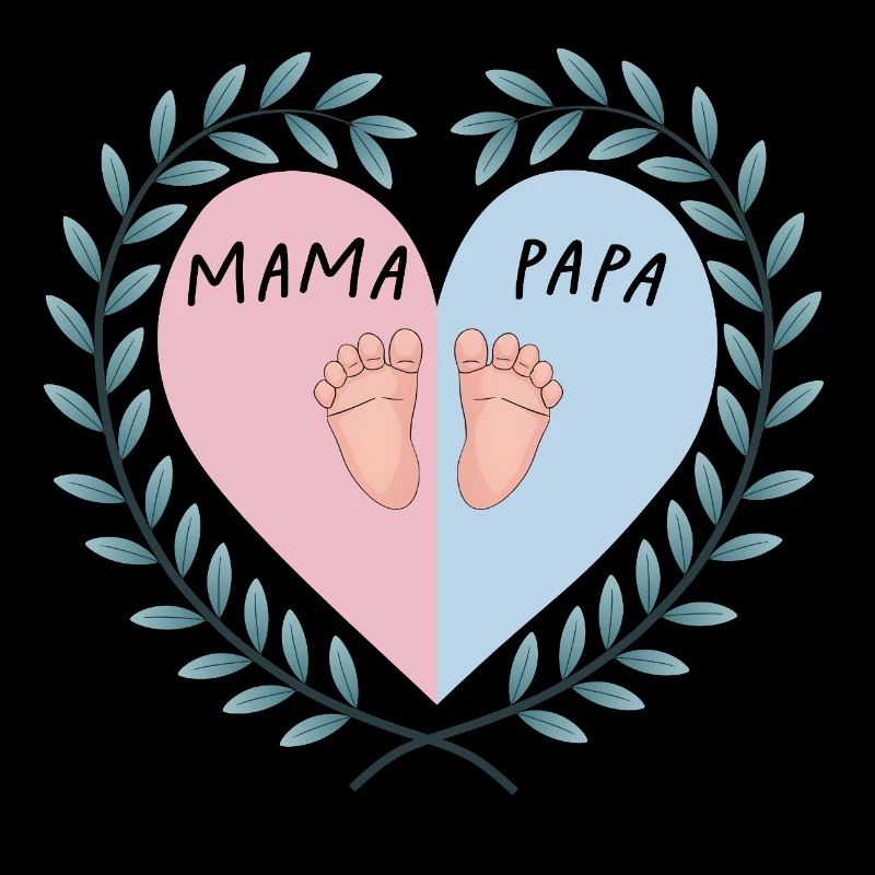 Coeur de maman et papa avec pieds de bébé