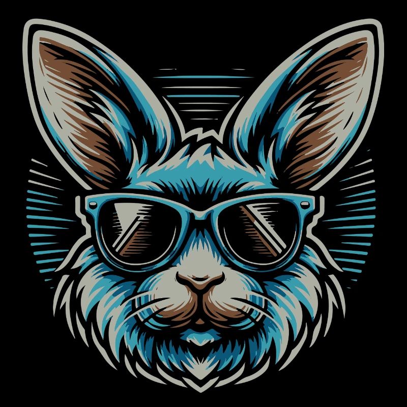 Hase mit Sonnenbrille Neon Stil