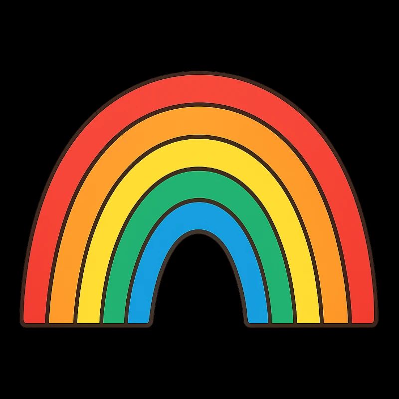 Lebendige Regenbogen-Illustration in Retrofarben