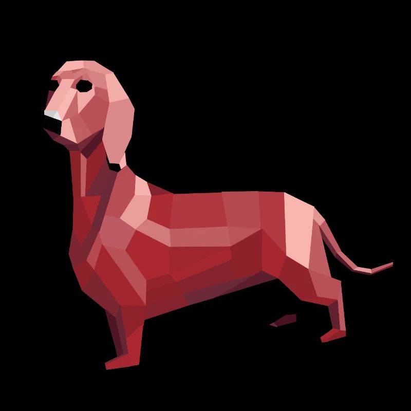 Dachshund low poly red