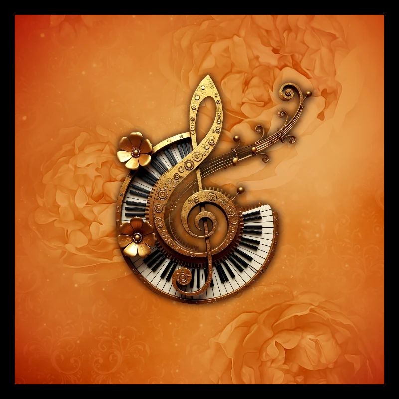 Style musical abstrait avec des fleurs