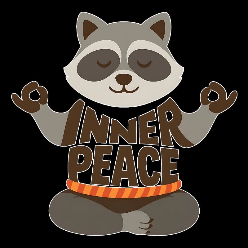 Meditierender Waschbär mit "Inner Peace"