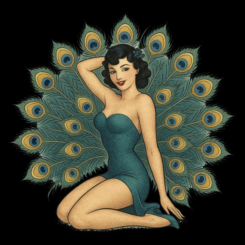 Elégante pin-up paon