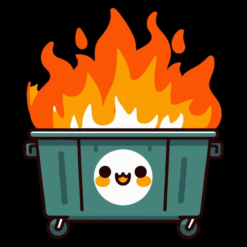 Niedlicher flammender Mülleimer