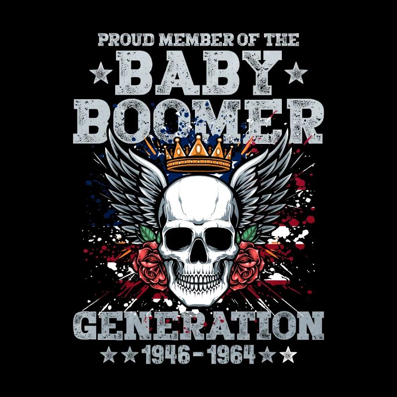 Baby Boomers Generation Skull mit Krone