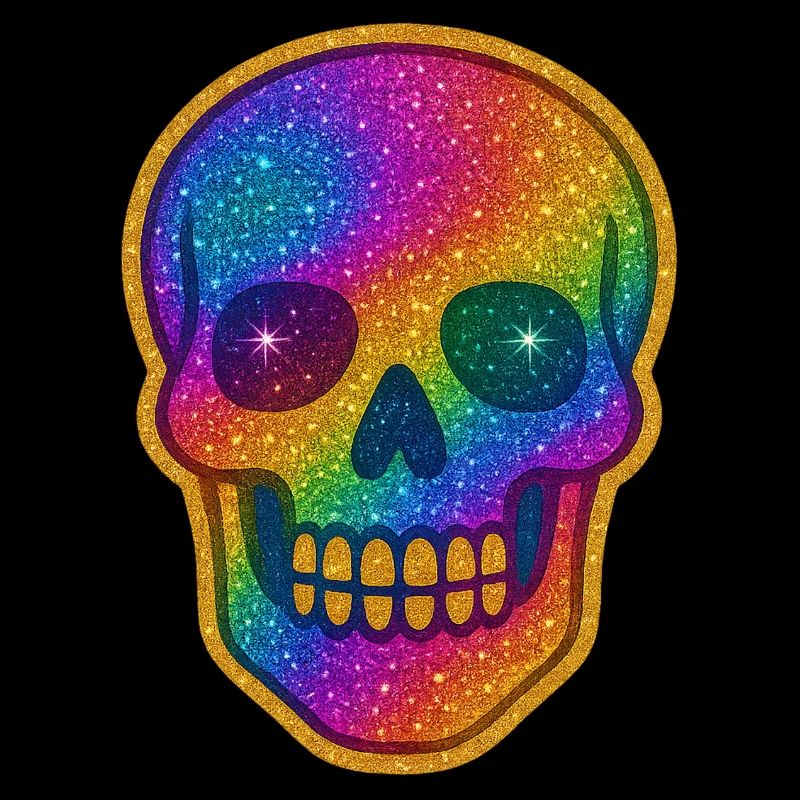 Rainbow Glitter Skull