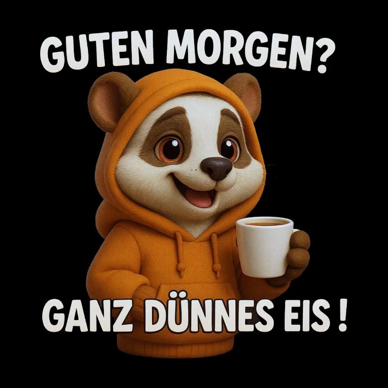 Lustiger Waschbär mit Kaffee Morgenmuffel Spruch