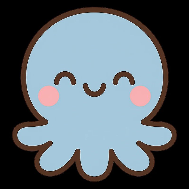 Blauer Oktopus Kawaii Lächeln