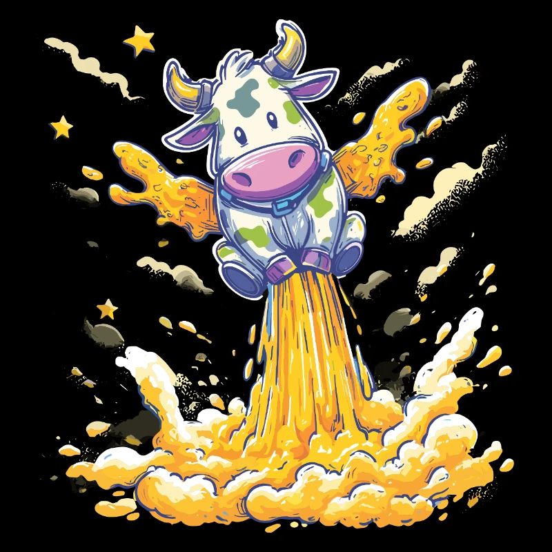 Cow rocket launch in milk stream