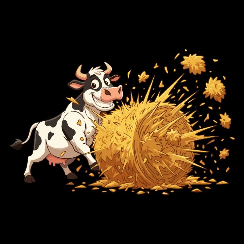 Cow and hay explosion
