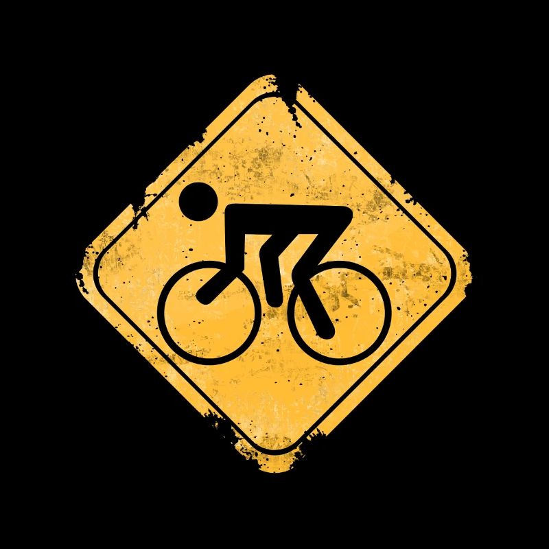 Fahrrad-Symbol auf Gelbwarnschild