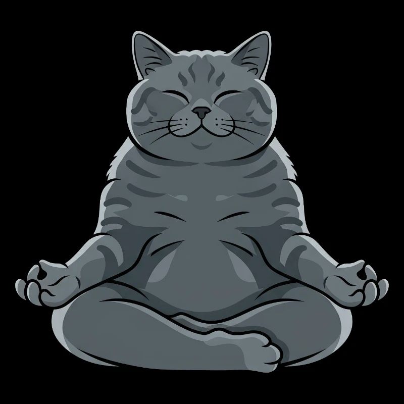 Meditierende Graue Katze