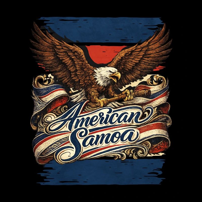 Aigle sur ruban de drapeau Samoa américaines
