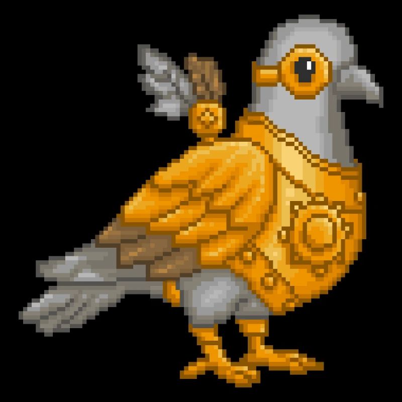 Steampunk-Taube in Pixel-Rüstung