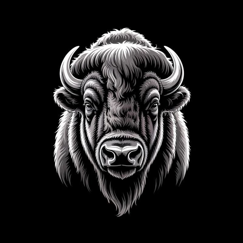 Buffalo Head Illustration