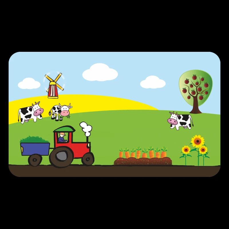 Farm Tractor - Cows Fields Windmill