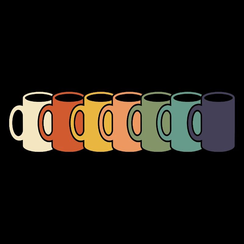 Rangée des tasses arc-en-ciel
